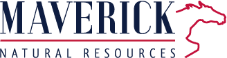 Maverick Natural Resources Logo with red outlined horse to the right.