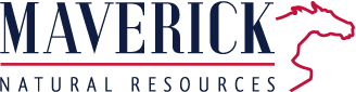 Maverick Natural Resources Logo with red outlined horse to the right.